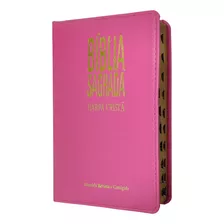 Biblia Sagrada Com Harpa Cristã Rc Slim Cor Rosa Pink Luxo Com Índice Cpad