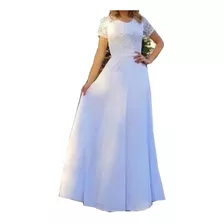 Vestido Noiva Longo Rodado Com Manga Casamento Civil #851