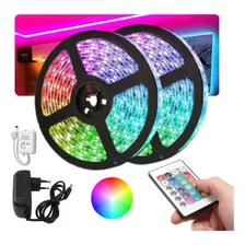 Fita Led 10m Colorida Rgb 5050 Piscina Sanca Fachada + Fonte