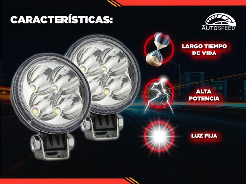 Par Faro 4 Led Redondo / 12w Auxiliar Foto 5