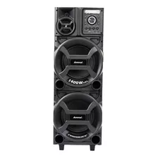 Torre De Som Amplificada Amvox Aca 1402 Titan Black Bluetooth Bivolt 1400w 2 Woofer De 10