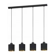 Luminaria Pendente 4x E27 112w Preto E Dourado Bivolt Eglo