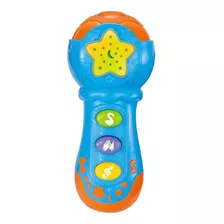 Microfone Brinquedo Bebê Infantil Com Estímulos Com Luz Som 