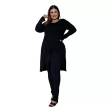 Blusa Feminina Manga Longa Transpassada Plus Size