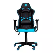 Cadeira De Escritório Dazz Prime-x Gamer Ergonômica Preto E Azul Com Estofado De Pu
