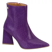 Bota Feminina Cano Curto Vizzano Salto Grosso Bico Finocroco