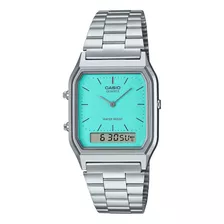 Reloj Casio Vintage Aq-230a-2a2 Fondo Turquesa Ana/digi