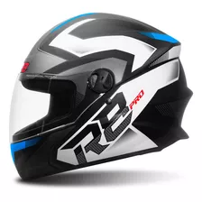 Capacete Para Moto Liberty R8 Pro Brilhante Fechado Protork Cor Preto-azul Tamanho Do Capacete 58