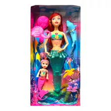 Muñeca Sirena Con Luz Y Sonido + (nena Y Delfín Sumergible )