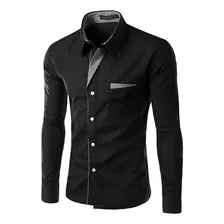 Camisa Manga Larga Elegante Diseño Nacbon Negro