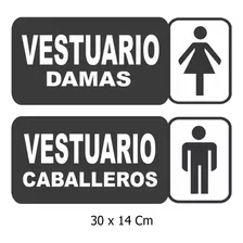 Cartel Vestuario Damas Y Caballeros 30x14 Cm Alto Impacto