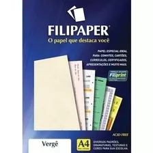 Kit 6x Papel Vergê Branco 85g/m2 Filipaper 150 Folhas