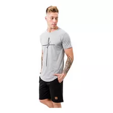 Kit Com 3 Camiseta Camisa Fé Long Oversized Masculina