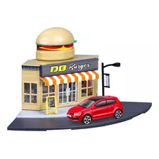 Playset C/ Miniatura -1:43 - Vw Polo Gti Mark 5 - Fast Food 