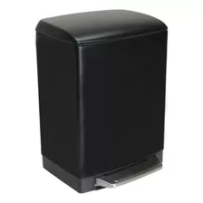 Lixeira Cozinha C/ Pedal Slim Black Matte 6 Litros Inox