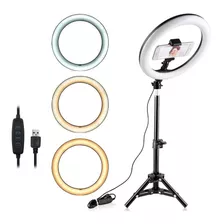 Ring Light Iluminador 26cm Usb Led + Tripe C. Suporte P Cel