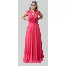 Vestido Madrinha Coral Evangélico Com Gravata Manguinha #05