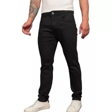 Calça Jeans Masculina Preta Skinny Com Laycra Sarja Slim