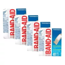 Kit C/4 Curativo Transparente Band-aid 1,9cm X 7,6cm Cx 40un