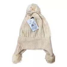 Touca Tricô C/ Protetor De Orelhas Infantil Pom Pom De Frio