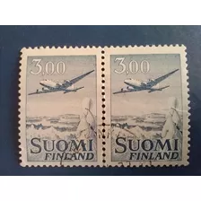 Estampilla Finlandia Suami Finland 1950 Air Douglas Dc6 X 2