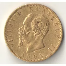 Italia 20 Liras 1863 Ouro 6,45 Gr Au 900 21 Mm Vitorio Emanu