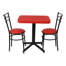 Mesa Con Sillas Para Restaurante Bar Cocina Lounge Cafetería Color Negro/rojo