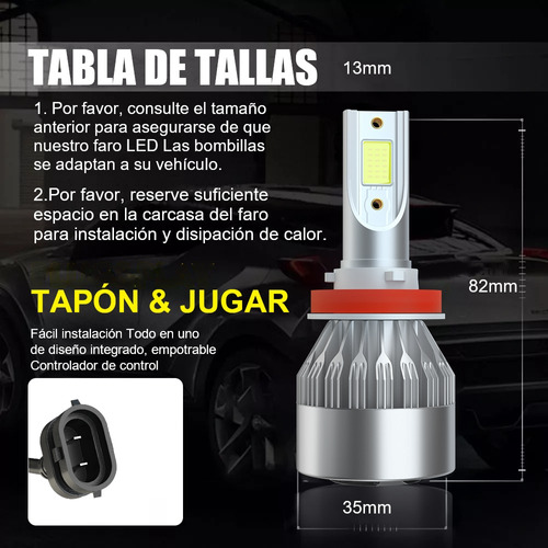 H11 Focos Led Luz Alta Y Baja Para Nissan Qashqai 2017-2020 Foto 7