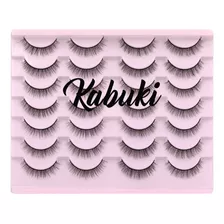 Pack De 14 Pestañas 3d Faux Mink Wispy 10mm Kabuki