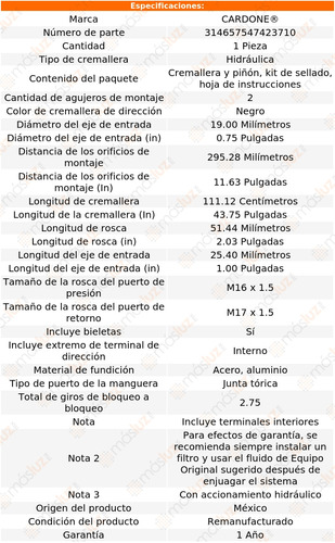 1- Cremallera Direccin Altima 2.5l 4 Cil 2014/2018 Cardone Foto 5