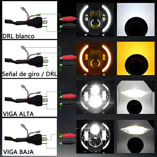 Faro Led 7'' Redondo Para Jeep/moto/ojos De ngel Foto 4