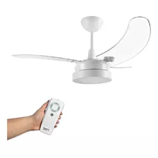 Ventilador De Teto Búzios 127v Branco 3 Pás Transparente Com Controle Remoto Tron