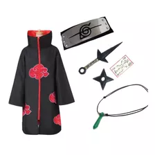 Kit Capa Akatsuki Bandana Colar Kunai Naruto Cosplay Itachi