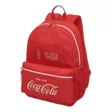 Mochila Trasera Coca Cola Color Trend Para Hombre, Color Rojo, Diseño De Tela Tini Bia