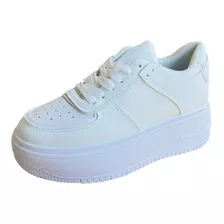 Zapatillas Blancas Para Mujer Plataforma Deportivas Casuales