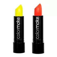 Batom Neon Fluorescente Amarelo E Vermelho Color Make Kit