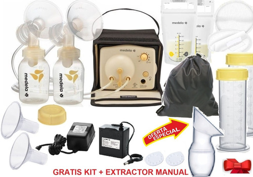 Extractor Leche Materna Medela Doble Electrico Pilas + Kit 