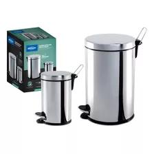 Conjunto Lixeira 12+3 Litros Brinox Cozinha E Banheiro Inox