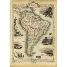 Mapa Antiguo Papel Foto Sudamerica 1851 - 85 X 120 Cm