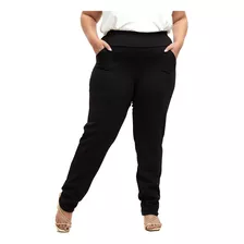 Calça Plus Size Feminina Malha Crepe Bastante Elasticidade