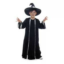 Fantasia Feiticeiro Mago Infantil Com Chapéu - Halloween