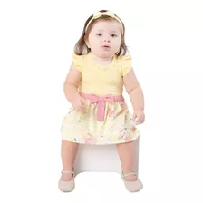 Vestido De Bebê Ursa Laço Fresquinho Modinha Lindo Oferta