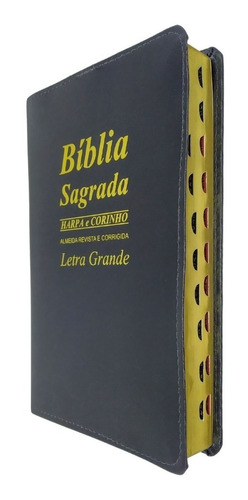 Bíblia Sagrada Letra Grande Harpa Cristã Preta Com Indice