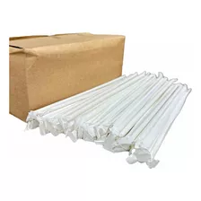 200 Canudo Papel 24cm Branco 6mm Embalagem Individual