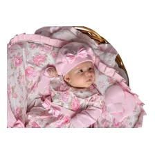 Kit Saída Maternidade Menina Rosa Floral Com Saco De Dormir