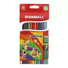 Lapiz Lapices Color Simball X 12 Colores Largos + 2 Grafitos