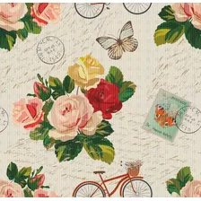 Papel De Parede Vinil Quarto Flores Borboleta Bicicleta 10m