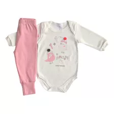 Conjunto Body E Calça Bebê Menina Em Suedine Bicho Molhado