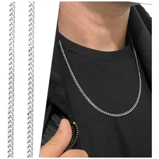 Promoção Cordão Corrente Aço Inox 60cm Prata Masculino 3mm