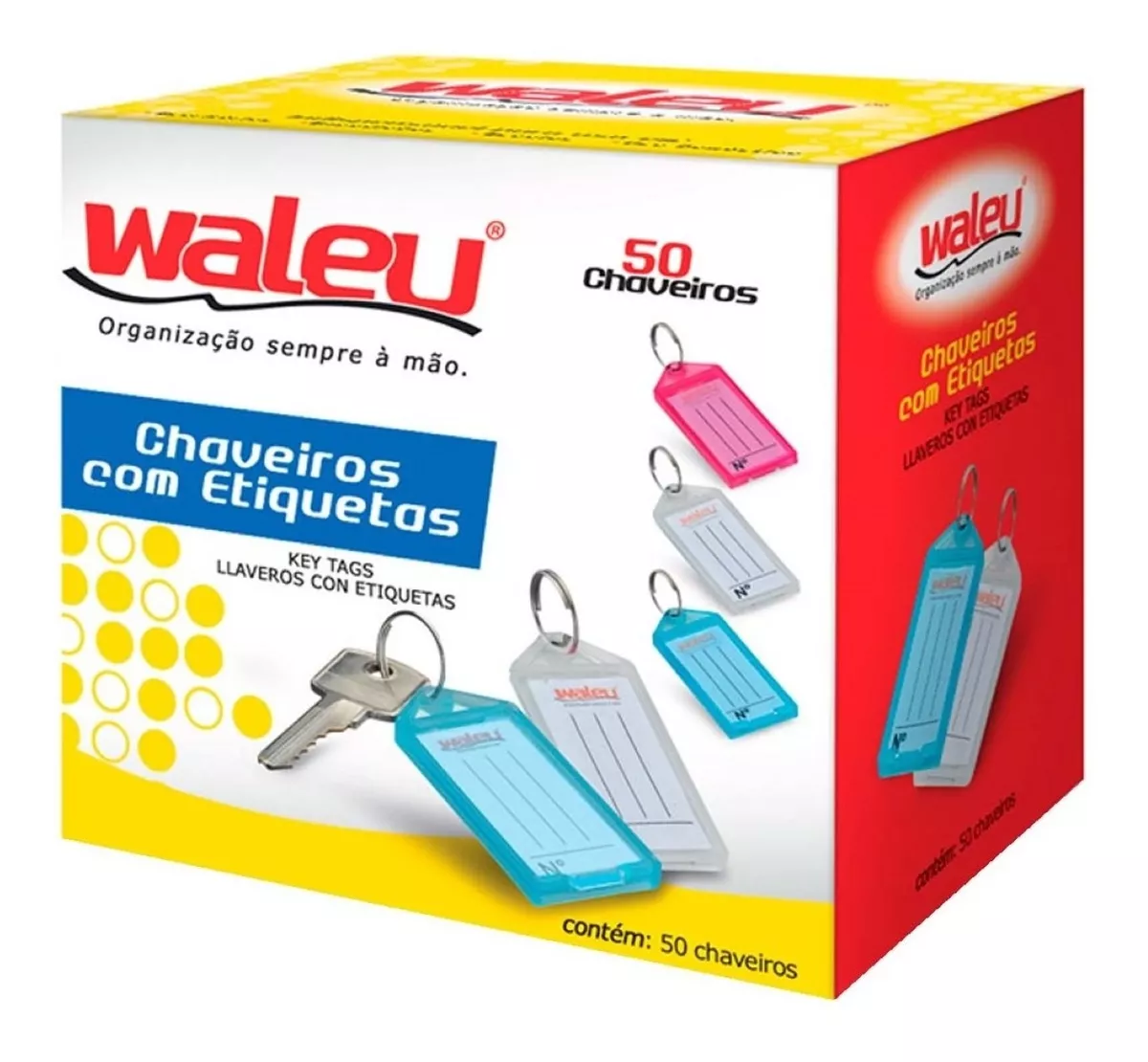 Chaveiro Com Etiqueta Organizador Waleu 50 Unidades
